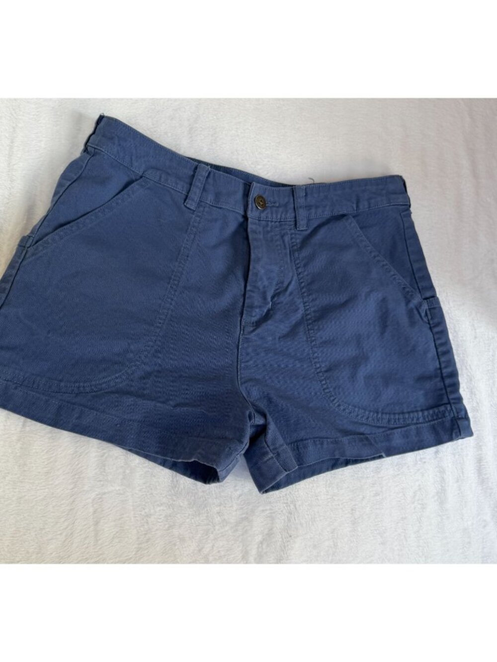 Patagonia Womens Stand Up Shorts Smolder Blue Organic Cotton Trail Hiking Sz 10